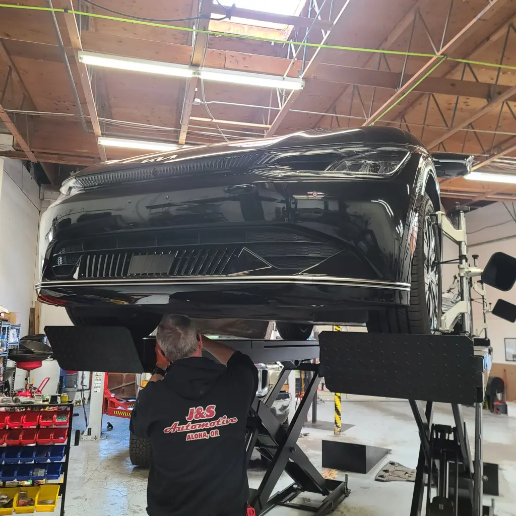 vehicle being serviced at J&S Auto repair shop