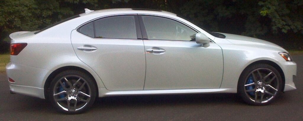 a silver Lexus IS sedan