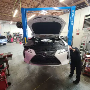 car undergoing maintenance at J&S Automotive
